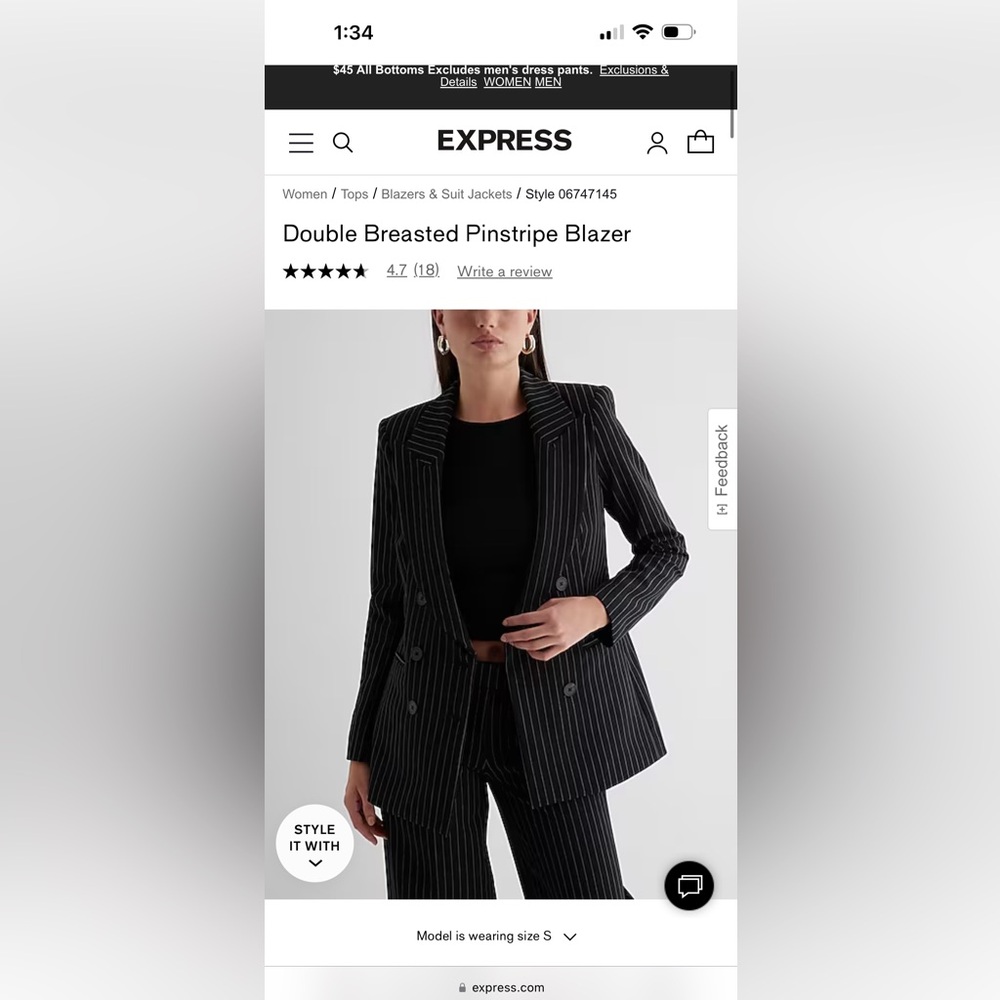 Express Size M double breasted woman’s suit jacket